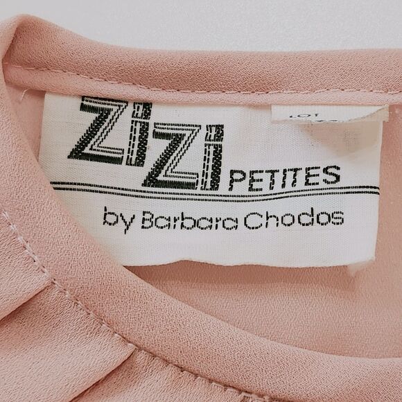 ZiZi Petites by Barbara Chodos Vintage 70s Chiffon Midi Dress Sheer Pink Size 6 - Picture 7 of 14